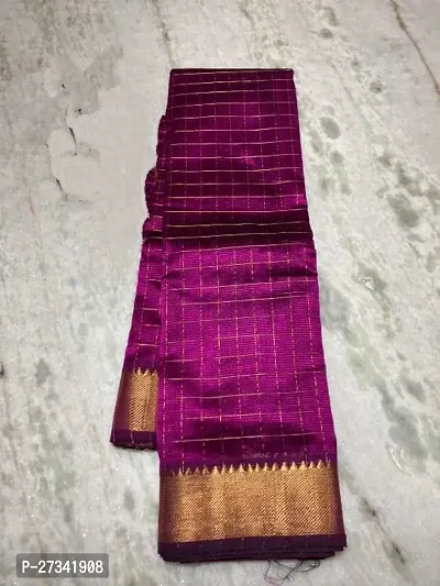 Stylish Purple Art Silk Cotton Saree without Blouse piece For Women-thumb4