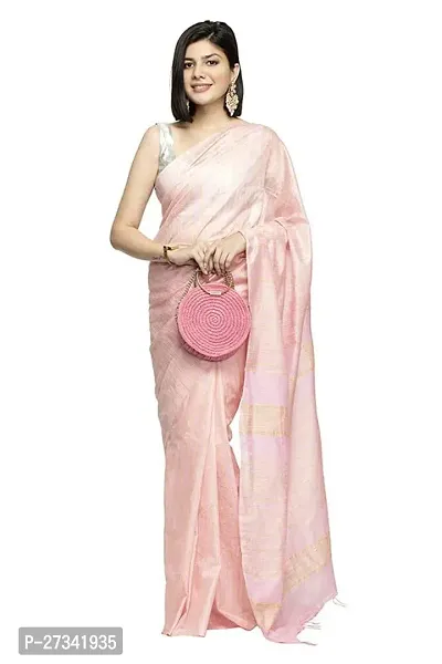 Stylish Pink Art Silk Cotton Saree without Blouse piece For Women