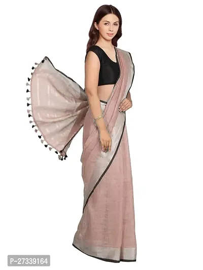 Designer Peach Cotton Saree Without Blouse Piece For Women-thumb2