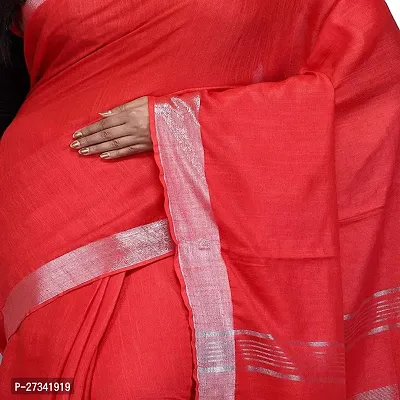 Stylish Red Cotton Saree without Blouse piece For Women-thumb2