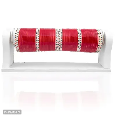 Desire Collection Acrylic  Crystal Chuda Bangles Set for Women (Red_200gm)-thumb2