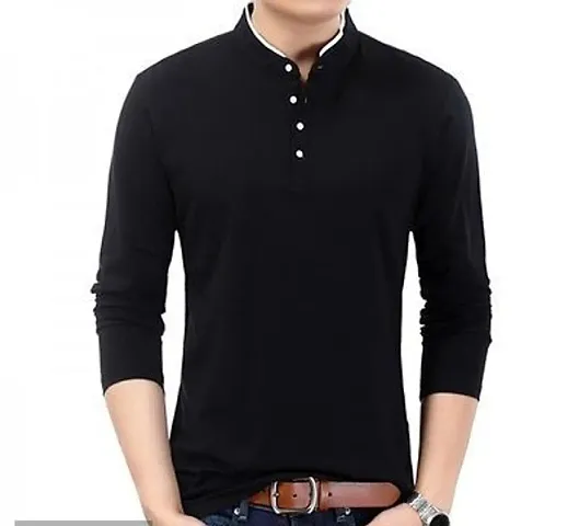 Reliable Solid Mandarin Tees For Men