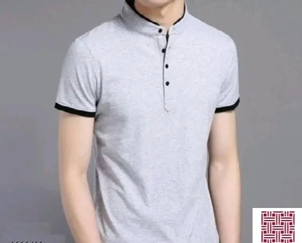 Stylish Solid Half Sleeves Henley Neck T-shirt For Men