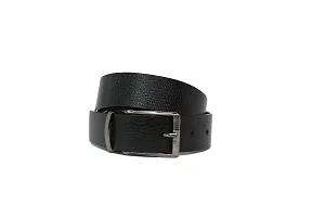 Leeway International Men's Black Self Textured Leather Belt with Sleek Buckle-thumb2