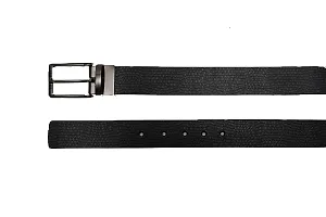 Leeway International Men's Black Self Textured Leather Belt with Sleek Buckle-thumb1