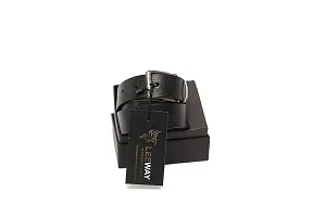 Leeway International Men's Black Self Textured Leather Belt with Sleek Buckle-thumb3