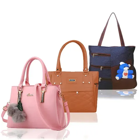 Stylish PU Handbag For Women Pack Of 3