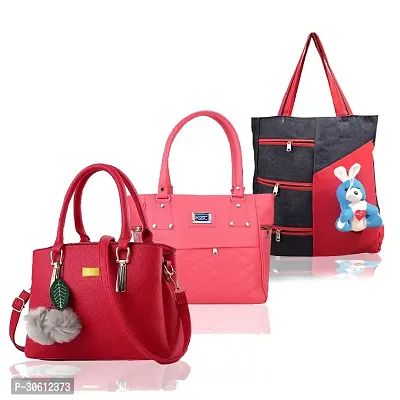 Stylish Multicoloured PU Handbag For Women Pack Of 3