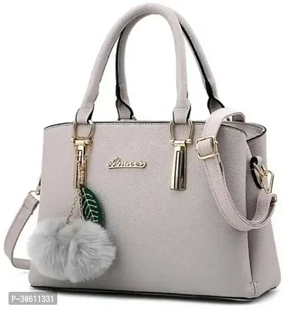 Stylish Grey PU Handbag For Women-thumb0