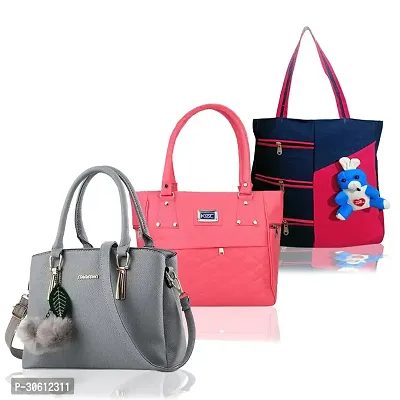 Stylish Multicoloured PU Handbag For Women Pack Of 3