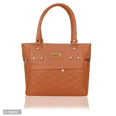 Stylish Brown Pu Solid Handbags For Women