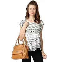 Stylish Brown Pu Solid Handbags For Women-thumb2