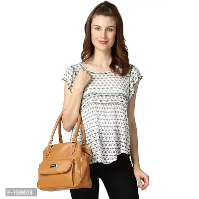 Stylish Brown Pu Solid Handbags For Women-thumb3