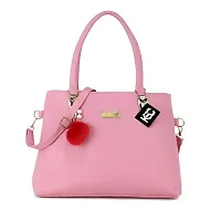 Stylish Pink Pu Solid Handbags For Women-thumb2