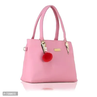 Stylish Pink Pu Solid Handbags For Women-thumb2
