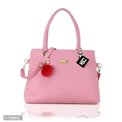 Stylish Pink Pu Solid Handbags For Women-thumb0