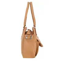 Stylish Brown Pu Solid Handbags For Women-thumb1