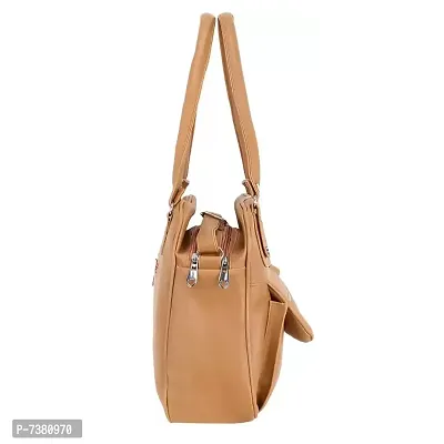 Stylish Brown Pu Solid Handbags For Women-thumb2