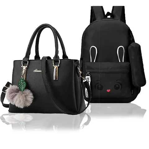 Trendy Cute Handy Hand-Held Shoulder Bag And Backpack Combo For Women