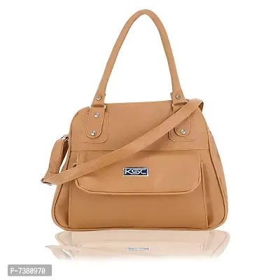Stylish Brown Pu Solid Handbags For Women