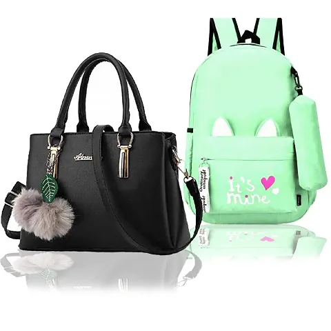 Trendy Cute Handy Hand-Held Shoulder Bag And Backpack Combo For Women