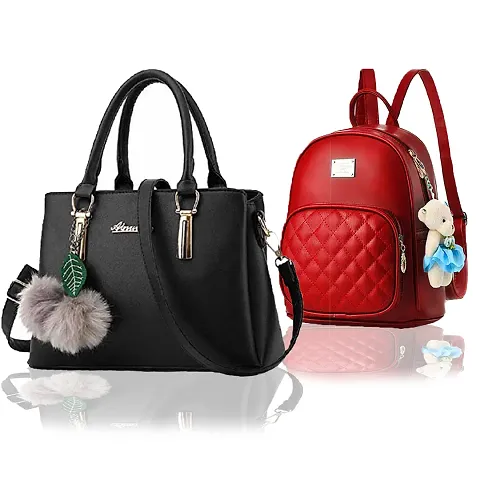 Trendy Cute Handy Hand-Held Shoulder Bag And Backpack Combo For Women