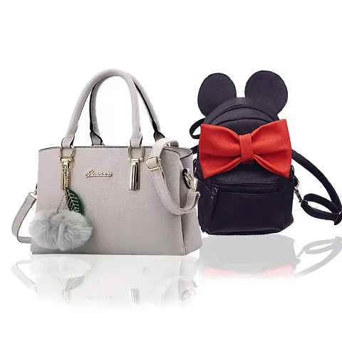 Trendy Cute Handy Hand-Held Shoulder Bag And Backpack Combo For Women