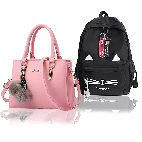 Trendy Cute Handy Hand-Held Shoulder Bag And Backpack Combo For Women