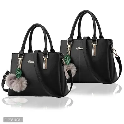 Stylish Black Pu Solid Handbags For Women