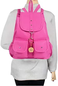Stylish Pink PU Solid Backpacks For Women And Girls-thumb1