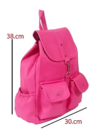 Stylish Pink PU Solid Backpacks For Women And Girls-thumb2