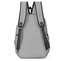 Stylish Grey PU Printed Backpacks For Women And Girls-thumb1