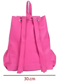 Stylish Pink PU Solid Backpacks For Women And Girls-thumb3