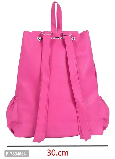 Stylish Pink PU Solid Backpacks For Women And Girls-thumb4
