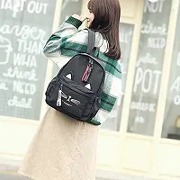 Stylish Black PU Printed Backpacks For Women And Girls-thumb2