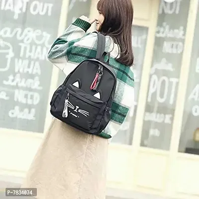 Stylish Black PU Printed Backpacks For Women And Girls-thumb3