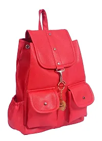 Stylish Red PU Solid Backpacks For Women And Girls-thumb4