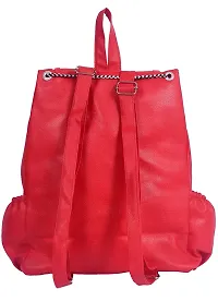 Stylish Red PU Solid Backpacks For Women And Girls-thumb3