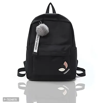 Stylish Black PU Printed Backpacks For Women And Girls-thumb0
