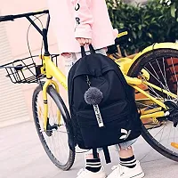 Stylish Black PU Printed Backpacks For Women And Girls-thumb1