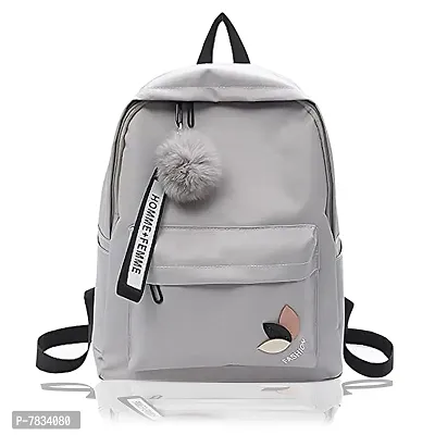 Stylish Grey PU Printed Backpacks For Women And Girls