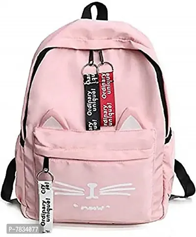 Stylish Pink PU Printed Backpacks For Women And Girls-thumb2