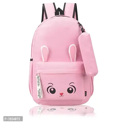 Stylish Pink PU Printed Backpacks For Women And Girls
