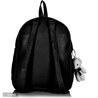 Stylish Black PU Solid Backpacks For Women And Girls-thumb3