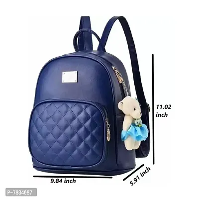 Stylish Blue PU Solid Backpacks For Women And Girls-thumb3