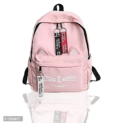 Stylish Pink PU Printed Backpacks For Women And Girls-thumb0