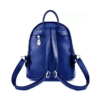 Stylish Blue PU Solid Backpacks For Women And Girls-thumb1