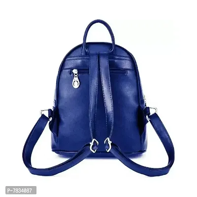 Stylish Blue PU Solid Backpacks For Women And Girls-thumb2