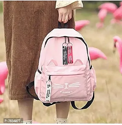 Stylish Pink PU Printed Backpacks For Women And Girls-thumb4