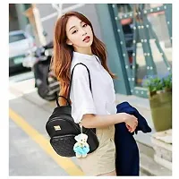 Stylish Black PU Solid Backpacks For Women And Girls-thumb3